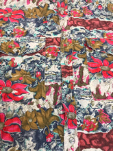 Vintage 90s pink beige red floral abstract print pure silk short sleeve twin pocket shirt oversized medium